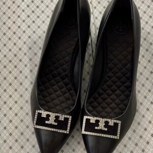 Tory Burch Black Heels with Silver Embellishment